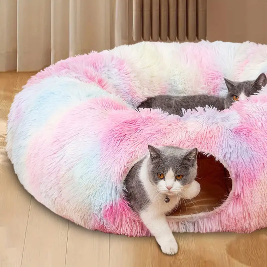 Cozy Plush Cat Tunnel Nest with Hanging Ball