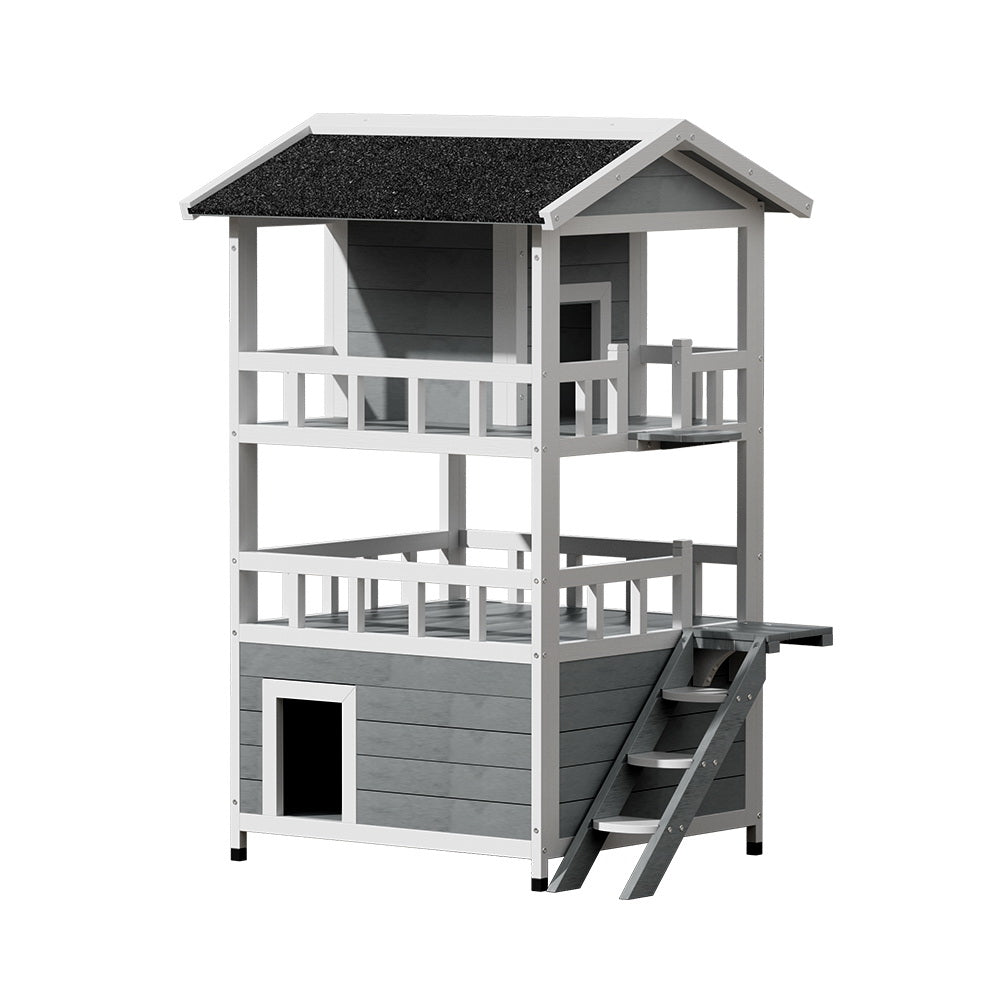 Outdoor Wooden Cat House Shelter – 72 × 72 × 127 cm