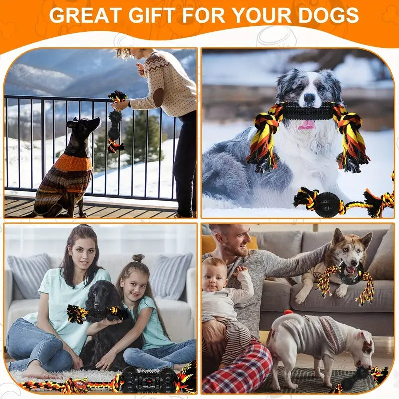 Rubber Dog Chew Toys for Small Breeds – 6 Piece Set