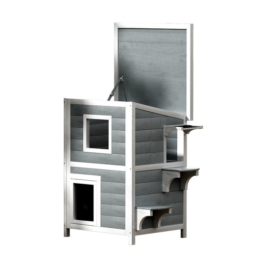 Outdoor Wooden Cat House Shelter – 56 × 52 × 82 cm