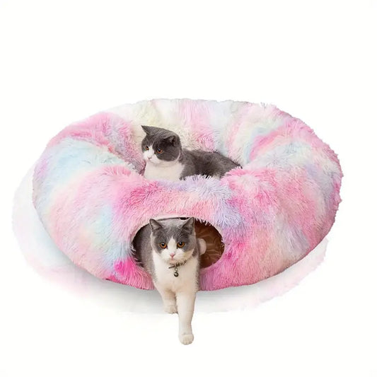 Cozy Plush Cat Tunnel Nest with Hanging Ball