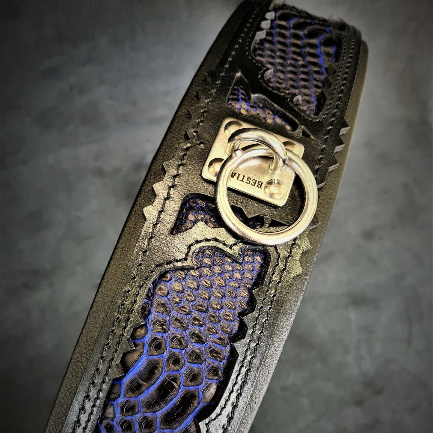 Indigo Leather Dog Collar