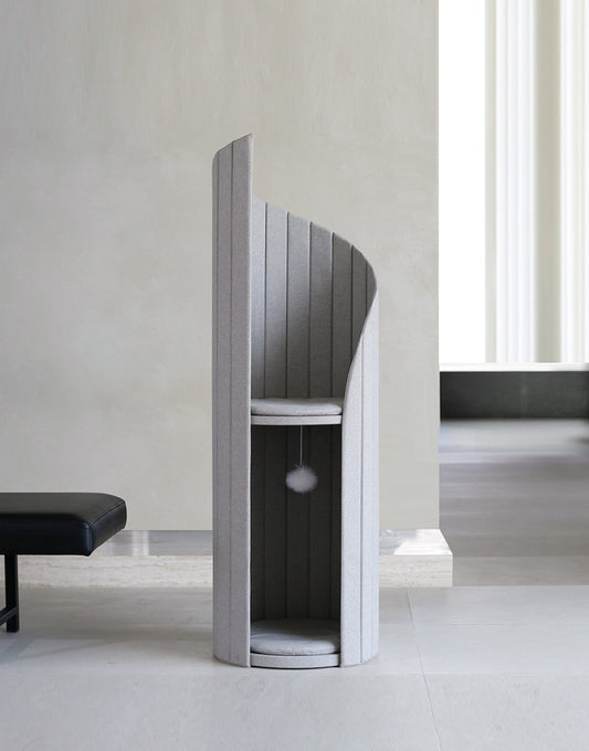 Time Tower Modern Cat Tree Condo – Space Saving Vertical Cat Tower